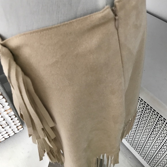 Vegan Suede Fringe Faux Wrap Skirt - Picture 6 of 6